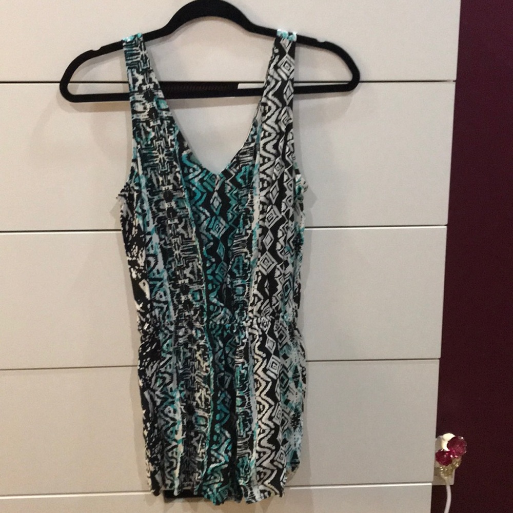 Aqua Aztec Print Romper